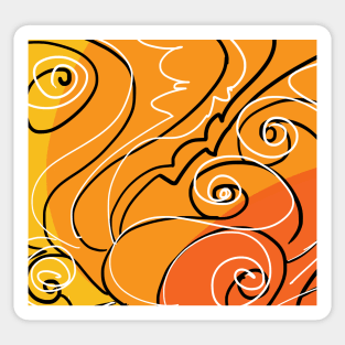 Swirls on Orange and Yellow Sticker